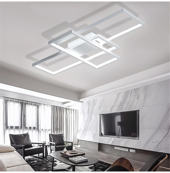 90cm LED Ambient Light Painted Finishes Metal Aluminum Geometric Pattern Ceiling Light
