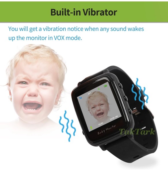 Wireless Video Watch Style Baby Monitor Portable shock vibration Baby Nanny Cry Alarm Camera Night Vision Temperature Monitoring