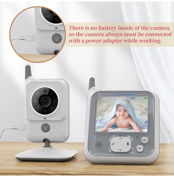 3.2 inch Wireless Video Color Baby Monitor Night Light portable Baby Nanny Security Camera IR LED Night Vision intercom