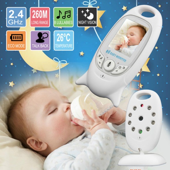 Wireless Video Baby Monitor 2.0 inch Color Security Camera 2 Way Talk NightVision IR LED Temperature Monitoring with 8 Lullaby