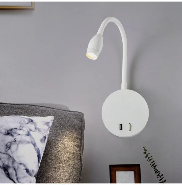 flexible led reading lamp study room bedside reading wall lamps 5V 2A USB port led wall mounted table reading lights