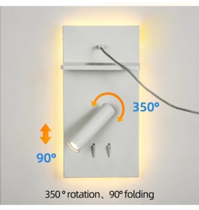 wall light bedside wireless charger usb wall lamp with backlit beds led lighting adjustable bedroom reading hotel design