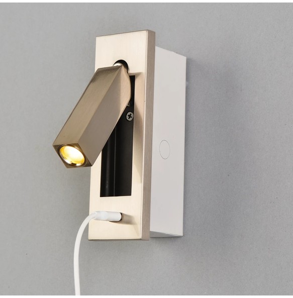 LED Sconces USB Lamp Bedroom Headboard Reading Light Loft Hotel Home Bedside Wall Lights Aluminum Adjustable Lampada