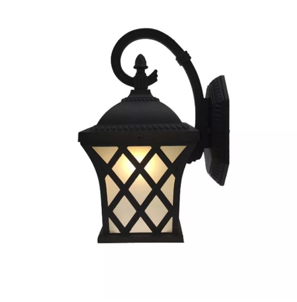Outdoor Wall Light Fixtures Vintage Porch Lamp Retro Sconce Black+Glass for Villa Patio Aisle Courtyard Exterior Lighting