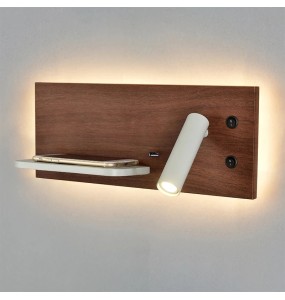 Marmenkina Wall Light Bedroom Lamp LED Phone Wireless Charger Shelf Headboard Bedroom Read Modern Loft Room USB Luminaire Wood Bed