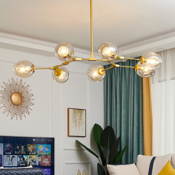 LED Chandelier Lighting Lustre Living Room Villa Interior Decor Pendant Lamp Lighting Glass Ball Kitchen Fixtures
