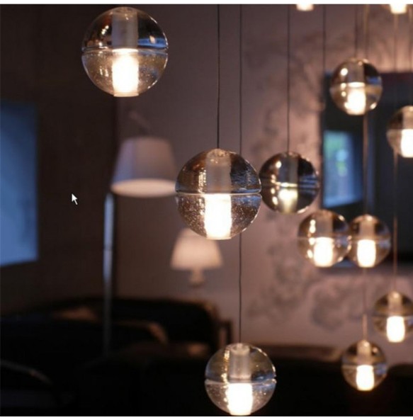 Bocci Crystal Ball Pendant Lights Home Luxury Decor Pendant Lamp Living Room Restaurant Hotel Villa Stairs Hanging Lamp Fixture
